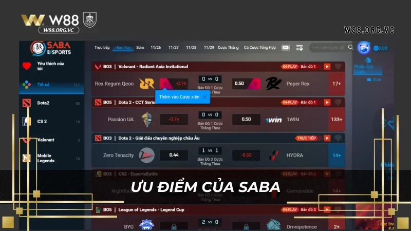 Những điểm thu hút của saba sports so với các nhà cung cấp khác